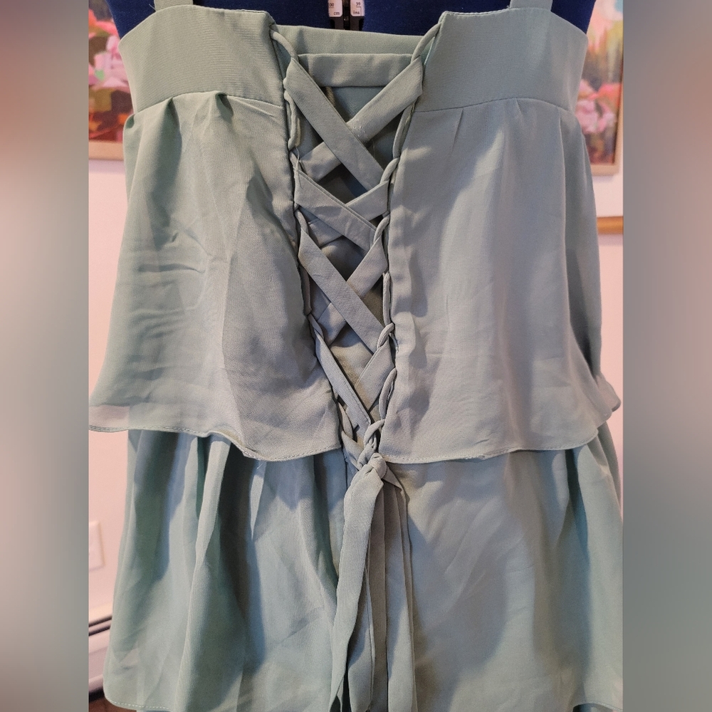 NWT Wear Your Love Elegant Tiered Halter Dress in Light Blue Green Size L - Picture 6 of 6
